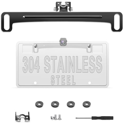 Universal Car Rear View Camera License Plate Bracket,Upgraded Full Stainless Steel Backup Camera Mount Dash Cam Mirror Camera Accessory Rear Camera Mount,Only Installation Holder for Back Up Camera