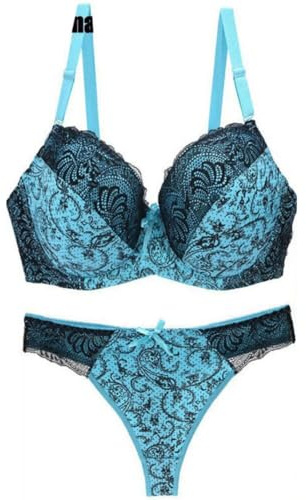 Femme Armatures Rembourré Plongeant Soutien-Gorge Lingerie String Ensemble 115-C