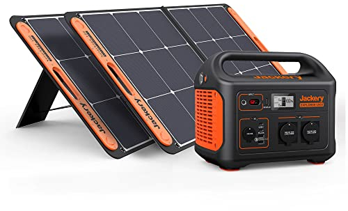 Jackery Solargenerator 1000, 1002WH Tragbare Powerstation mit 2* SolarSaga 100W Solarpanels, 2 * 230V 1000W AC Steckdose mobile Stromversorgung