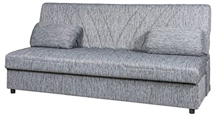 Arredo Stock Divano letto 3 posti in tessuto con cassettone contenitore, 184x80x86 (Grigio)