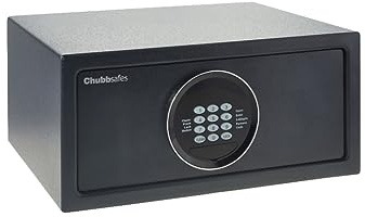 CHUBBSAFES Air Hotel Safe, 200mm X 430mm X 350mm (13 Kg) Electronic Lock and Motorised Boltwork with 100-Event Audit Facility