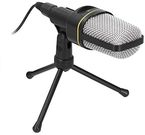 Mikrofonsats Kondensatormikrofon med Stativ för Podcast Voice Communication Röstinspelning (Svart)