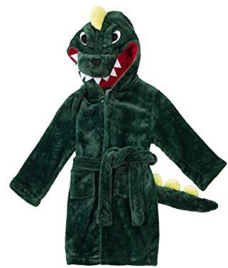 YLLSOPHAN Boys Girls Animal Pattern Cow Crocodile Dinosaur Frog Koala Hooded Dressing Gown Nightwear Bathrobe Robe Extra Thickness Fleece (UK, Age, 2 Years, 3 Years, Regular, Crocodile)
