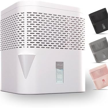 BonAura 1234567890® Déshumidificateur AirOne Lite sans électricité avec ventilation à 360°, déshumidificateur d'ambiance avec bec verseur et 450 g de granulés déshumidificateurs, déshumidificateur d'a