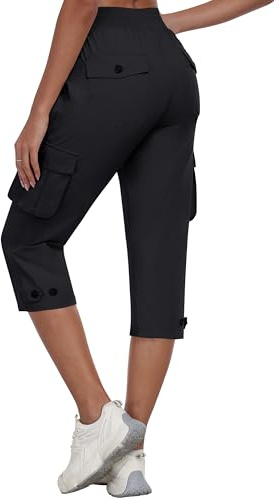 MoFiz Pantaloni Cargo Capri da Donna Estivi Pantaloni a 3/4 Trekking Sportivo Pantalone Leggero con Tasche