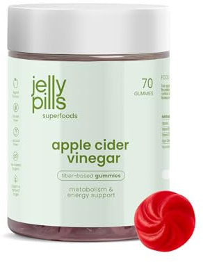 Jelly Pills Apfelessig Gummies mit der Mutter 1000 mg, Chrom und Vitamin C - 70 vegane Gummibärchen - ohne Zuckerzusatz - Apfelgeschmack - Verdauung & Stoffwechsel