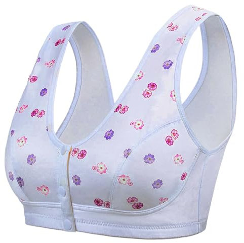 Anti Sagging Breast Bra UK 38B Bras for Women Women's Fashionable And Casual Front Buttoned Underwear For Elderly People Skin Friendly And Comfortable Non Padded Bra 34C Maternity Bras for (Blue, XXL)