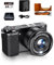 Fine Life Pro Digitalkamera 4K, 12X Optischer Zoom 64 Megapixel Fotokamera, optischer Bildstabilisator Vlog Kamera and WLAN, Doppelbatterien und intelligenter Batterie-PD, 32GB Karte