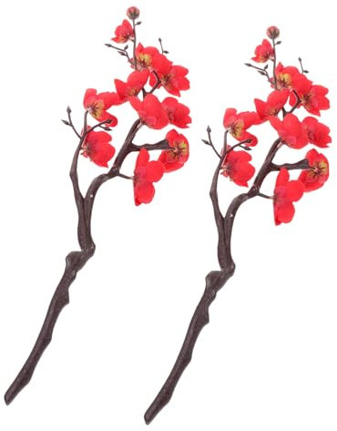 PAMINGONO 2Pcs Simulation Fleur De Prunier Branche Artificielle Branche De Fleur De Prunier Artificielle Fleur De Prunier en Plastique Pick Fausses Branches De Fleur De Prunier Fausse
