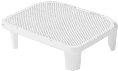 HONEYGUARDIAN Alfombrilla para Arena de Gatos, Alfombrilla para Atrapar la Arena, Plataforma Elevada para Arena de Gatos, Escalón para Caja de Arena Inteligente, 51 × 41 × 7 cm, Impermeable, Blanco