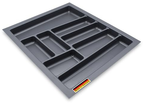 Spetebo Inserto portaposate multiuso grigio per cassetti da cucina – 54 x 48 cm – in plastica per cassetti grigio ardesia – universale portaposate cucina ufficio fai da te organizer