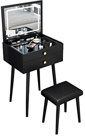 MPOPO Scrivania da Toeletta Tavolo da vanità set tavolo capo ribaltatore moderno minimalista piccolo comò for camereggiatore for donne in camera letto con cassetti(L50cm)