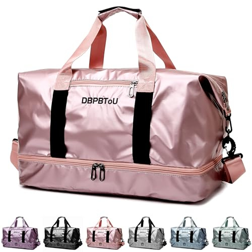 DBPBToU Borsone Palestra Donna con Scomparto per Scarpe, Borsone da Viaggio Impermeabile per Donna Borsa Palestra Grande Elegante con Scomparto Umido (Rosa)