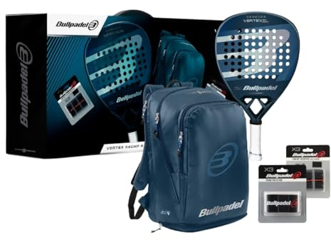 Bullpadel Padelschläger Pack Vertex 04 Comfort 2025 | Professionelles Padel-Set | Diamantform Paddelschläger, Fibrix Face, MultiEva Core & Curvaktiv | Inklusive Vertex Rucksack, Overgrips