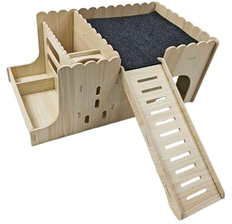 KiBcsLic Maison pour Cobayes, Cachette, Abri, Habitat pour Cobayes, Rats, Hamsters Nains, Gerbilles, avec Tapis, sans Bouilloire
