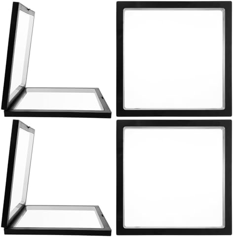 NUOBESTY Vitrina Flotante para Joyas Película Transparente Pe y Abs 3d Efecto Oxidación 4 Piezas 18x18cm para Escritorio y Exhibición Profesional Negro