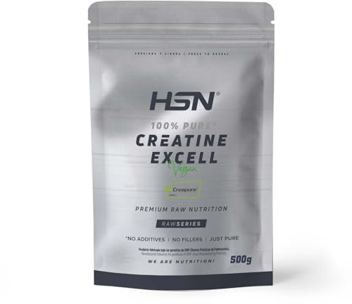 HSN Creatina 100% CREAPURE en Polvo Sin Sabor 500g | 100% Monohidrato de Creatina Micronizada | No Incluye Dosificador | Sin Añadidos y Libre de Contaminantes | No-GMO, Vegano, Sin Gluten