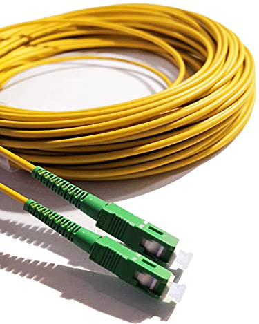 Elfcam® - 15m Cavo Fibra Ottica SC/APC per SC/APC Simplex Monomodale 9/125, Compatibile con TIM Fibra, Vodafone Fibra, Wind Fibra e Tre Fibra, 15M