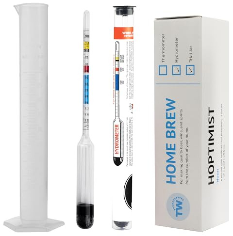Hydrometer for Wine Making with 100 MM Hydrometer Alcohol Test Jar - Specific Gravity Hydrometer for Wine and Beer Making Testing Kit and Brewing Your Own Homebrew