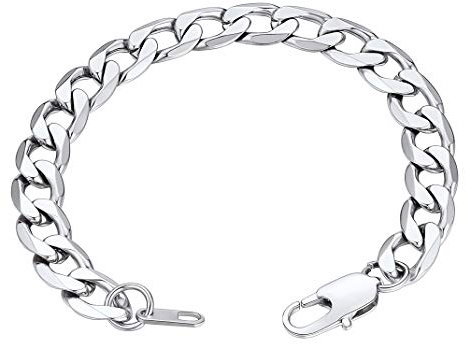 GoldChic Jewelry Bracciali Uomo Acciaio Inossidabile Bracciale Acciaio Uomo, Bracciale a Catena Maglia Cubana Pesante 9MM Braciale Catena Cubana Bracciale Catena Acciaio
