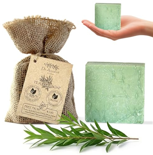 Dr.Ancient Tea Tree Soap Bar, Organic Soap Bars Handcrafted the Traditional Way, Natural Chemical-Free, Vegan, Used for Face and Body, Deep Cleansing, and Nourishing Daily Skin