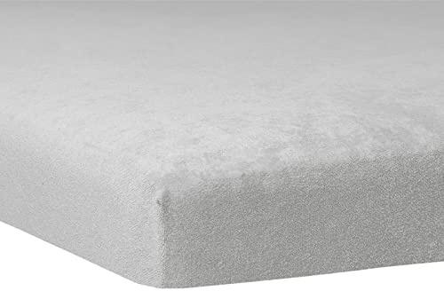 TRAUMSCHLAF weiches, elastisches Flausch Biber Boxspring Topper Spannbettlaken mit Rundumgummi, Größen 90x190 cm - 100x200 cm, Platin