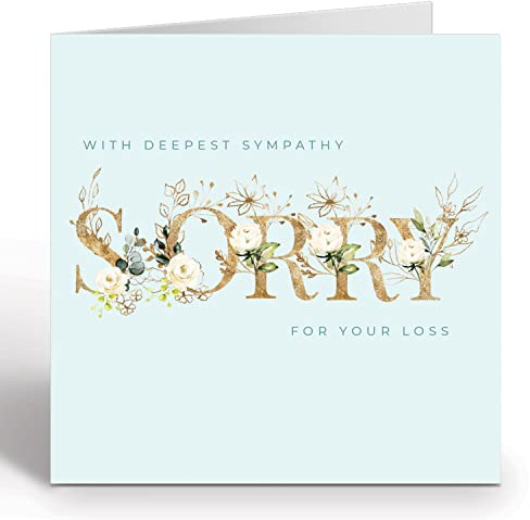 Tarjeta de condolencias con texto en inglés «Sorry For Loss Floral» – Condolence, Thinking Of You, Sorry For Your Loss Card Ruby Ashley® fabricada en el Reino Unido