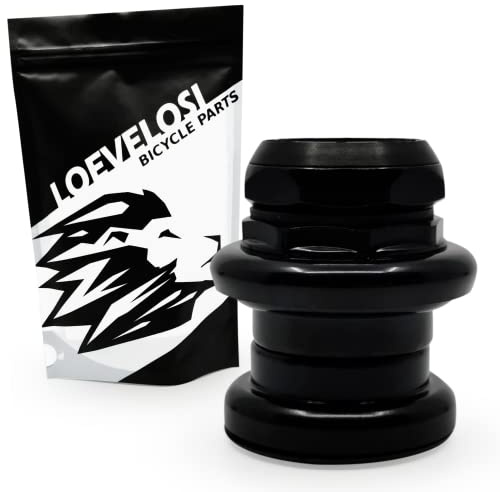 LOEVELOSI Serie sterzo per bicicletta 1, nero, serie sterzo per bici da corsa filettata, cuscinetti per sterzo retro, 1 Nero Set cuscinetti per sterzo per bicicletta