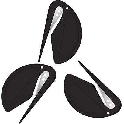 3 Stück Brieföffner, Kuvertöffner Kunststoff Slitter Effizient Mail Öffner Tool mit Scharfen Kanten Kuvert Slitter zum Verpacken Post und Papier Schneiden(Schwarz)