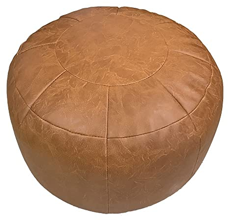 Louis Donné Ungefüllt Handgefertigt Marokkanischer Pouf Fußhocker Hohle Ottomane Sitzsack Fußhocker Hohlfußhocker Storage Lederkissen für Kinder und Erwachsene Haus Dekoration (Weiß)