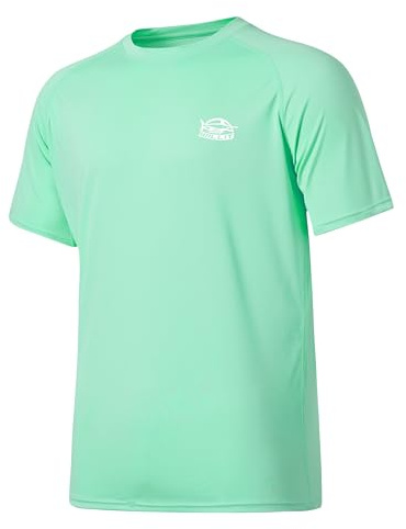 WILLIT Maglietta da uomo con protezione solare UPF 50+, ad asciugatura rapida, leggera, a maniche corte, traspirante, per attività all'aperto, pesca, surf, escursionismo, corsa, verde chiaro, L
