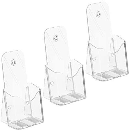 Relaxdays Espositori da Tavolo, Set da 3 depliant DIN Lungo e A6, Porta-volantini 19,5 x 11 x 8,5 cm, Trasparente