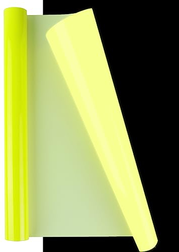 NANAPLUMS Fluoreszierendem Plotterfolie Textil - Fluoreszierendem Flexfolie Plotter Textil, Wärmeübertragung Vinyl für DIY T-Shirt, Taschen, Kleidung, Kissen(Gelb)