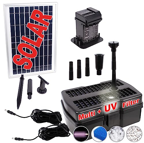 Innovador filtro solar para estanque, bomba para estanque, fuente solar, fuente de agua solar, juego de bomba solar para estanque de jardín, placa solar en marco de aluminio estable (9-UV-C)