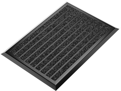 WEST&EAST Felpudo para Entrada de casa Exterior 40x60 cm, Felpudo Exterior con Borde de Aluminio Negro, Alfombra atrapa-Suciedad para la Entrada de casa, Alfombra Puerta Entrada, tapete para Entrada