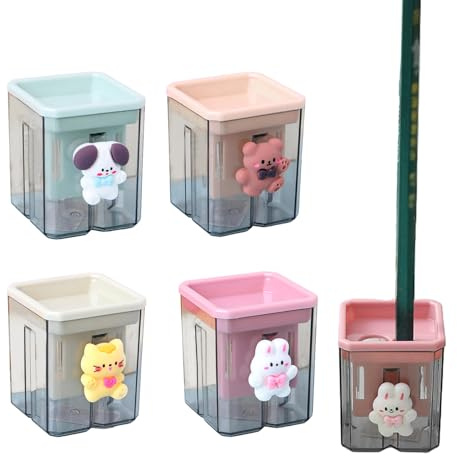 Zodors Taille Crayon avec Reservoir 4 Pièces, Taille Crayon Reservoir Double Trou pour Crayon épais et Fin, Convient pour l'école, Le Bureau, la Maison