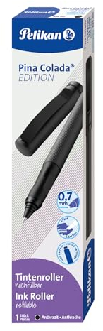 Pelikan Tintenroller Pina Colada Edition inkl. Standard-Tintenpatrone, nachfüllbar, anthrazit, 1 Stück