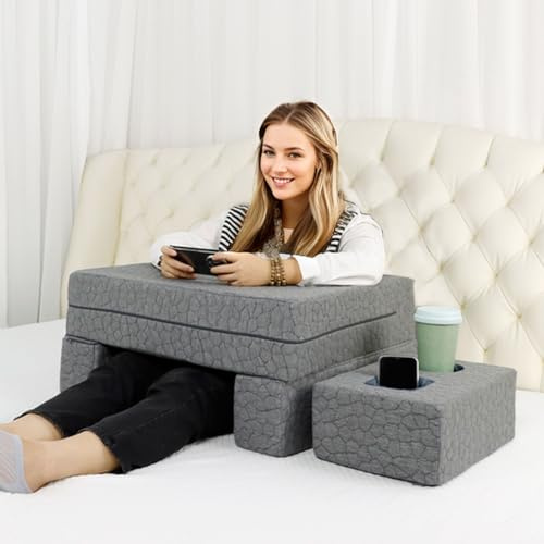 Bespilow Memory Foam Lap Desk Pillow for Adults - Extra Large Gaming Pillow for Lap, Laptop Couch Desk with Arm Rests & Independent Cup Holder, Ergonomic Bed Desk for Keyboard, Mouse & Working