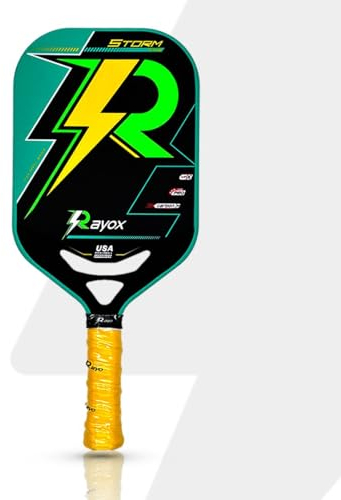 RAYOX Storm- Pala de Pickleball de Fibra de Carbono 3k y Textura Rugosa, Agarre cómodo Ergonómico, Exterior e Interior, Principiantes y Profesionales