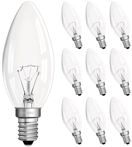 Bombilla E14 230V Regulable C35 Forma Vela 2700K Blanca Cálida Para Lámpara de Araña, Pared y Cristal - Paquete de 10