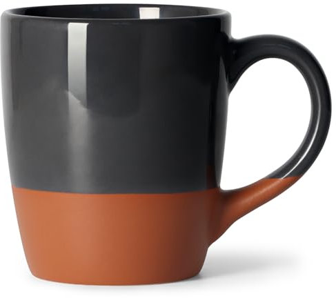 Smilatte 20 OZ Large Coffee Mug, Nice Ceramic Boss Tea Cup with Big Handle for Dad Men Women, Unique Style for Any Kitchen, Black