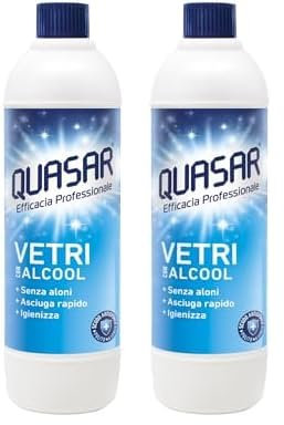 Quasar - Ricarica Vetri con Alcool - Senza Aloni, Asciuga Rapido, Igienizza - 680 ml (Confezione da 2)