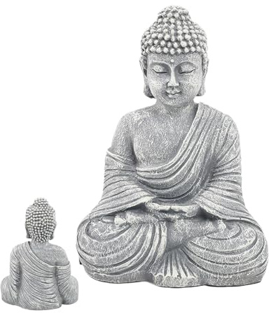 Tewzafiya Pequeñas Figuras de Buda, Estatua de Buda para Interiores, 8,58 Pulgadas Decoración Estatua de Buda Sentado en Resina, Decoración Zen Espiritual Pintada a Mano Estatua de meditación