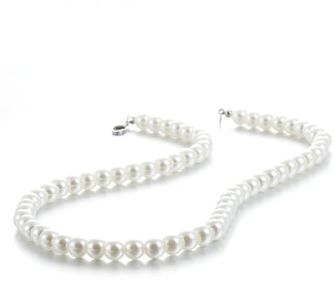 AFSTALR Pärlhalsband för män, imitationspärlor, 6/8 mm vit pärlhals, kort rund pärla choker pärla julklapp smycken längd 40–60 cm