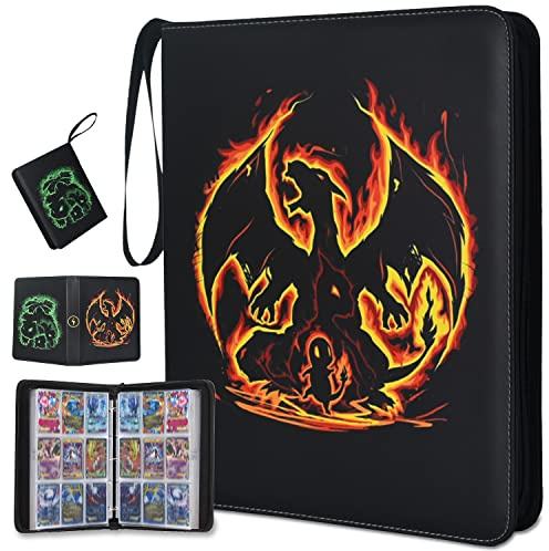 LIMSTDIC Card Binder with Sleeves - 9-Pockets Card Binder Holder Compatible with TCG Trading Cards, Card Storage Album with Zipper for Boys Girls Organized Holds Up to 900 Cards