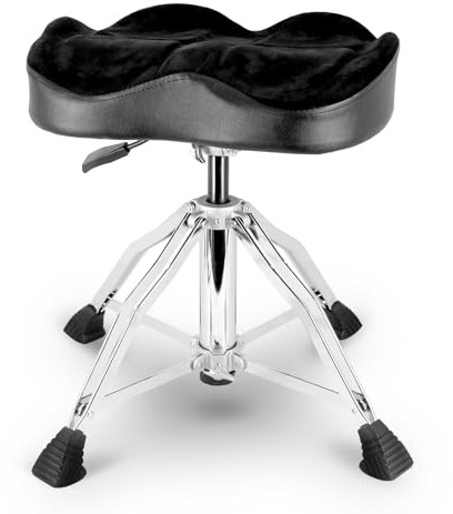 ROWELL Hydraulic Drum Throne Height Adjustable Drum Throne Heavy Duty Drum Thrones Seat Airlift Drum Stool 3.9 inch Thick Padded Drum Chair 4 Legs Drum Stools for Drummers,Guitar Players (Black)