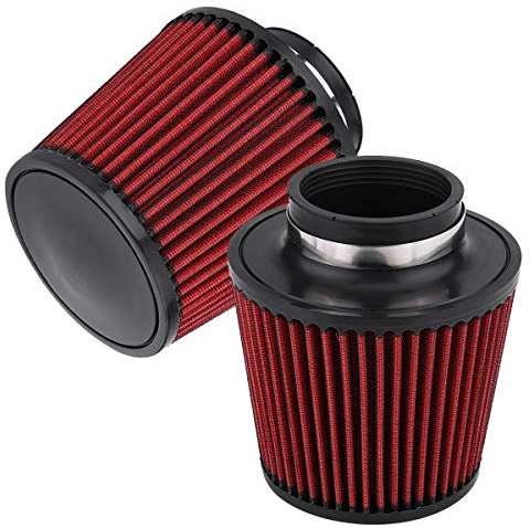 ‎Filtre à air universel pour Voiture, Filtre à Air Conique, à Maillage, Sport Intense, Filtre à Air Pour Tous Les Modèles, Rouge (76mm)