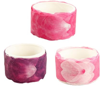 HIAKDOFT 3 pezzi Washi Tape Petali Autoadesivi per Scrapbooking Decorazioni Adesive Floreali in Carta Washi Nastro Adesivo DIY per Diario e Album Colori Vinaccia Rosa e Viola