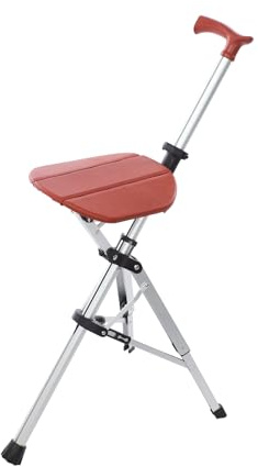 Canne de marche pliable avec siège, charge maximale de 120 kg, poids léger de 1,24 kg, hauteur 85 cm, chaise de fauteuil roulant en aluminium rouge pour personnes âgées, randonnée et vie quotidienne