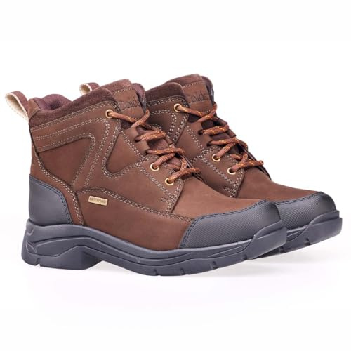 Caldene Waterproof Lace Yard Boots – Leather Country Riding Boots with Shock‑Absorbing Sole